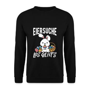 Eiersuche Los Geht’s Ostern Osterhase Ostereier Ge - Unisex Pullover - Schwarz - Vorne - Alina (178cm) & Michal (187cm)