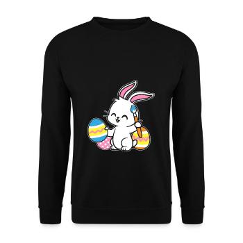 Lapin de Pâques peint oeuf de Pâques peinture chasse aux oeufs - Sweat-shirt Unisexe - noir - Devant - Alina (178cm) & Michal (187cm)