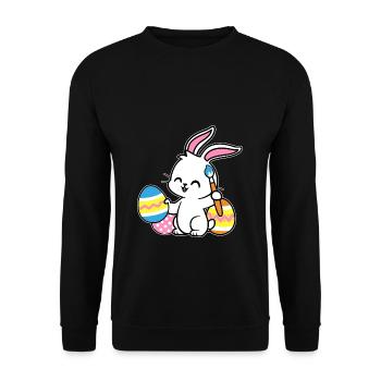 Easter Bunny Painted Ostereiger Egg Painting Ostergesch - Unisex Sweatshirt - black - Front - Alina (178cm) & Michal (187cm)
