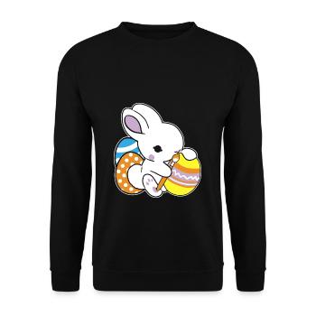 Lapin de Pâques peint oeuf de Pâques peinture chasse aux oeufs - Sweat-shirt Unisexe - noir - Devant - Alina (178cm) & Michal (187cm)