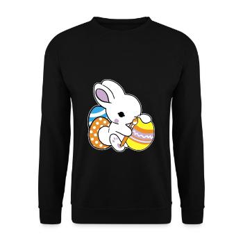 Easter Bunny Painted Ostereiger Egg Painting Ostergesch - Unisex Sweatshirt - black - Front - Alina (178cm) & Michal (187cm)
