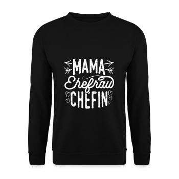 Mama Ehefrau Chefin Mama Familienliebe Lieblingsmu - Unisex Pullover - Schwarz - Vorne - Alina (178cm) & Michal (187cm)