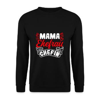 Mama Ehefrau Chefin Muttertag Beste Mama Wife Fami - Unisex Pullover - Schwarz - Vorne - Alina (178cm) & Michal (187cm)