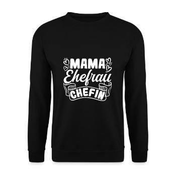 Mama Ehefrau Chefin Mama Familienliebe Lieblingsmu - Unisex Pullover - Schwarz - Vorne - Alina (178cm) & Michal (187cm)