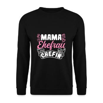 Mama Ehefrau Chefin Familie Beste Mutter Beste Mam - Unisex Pullover - Schwarz - Vorne - Alina (178cm) & Michal (187cm)