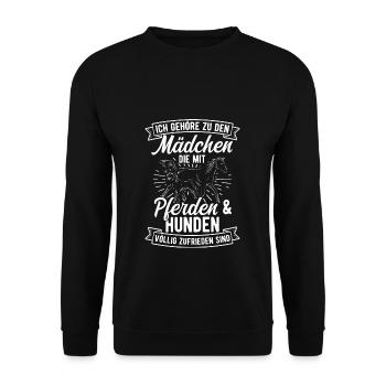 Pferde Hund Hundebesitzerin Reiterin Pferde Hundef - Unisex Pullover - Schwarz - Vorne - Alina (178cm) & Michal (187cm)