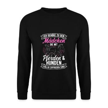 Pferde Hund Hundebesitzerin Reiterin Pferde Pferde - Unisex Pullover - Schwarz - Vorne - Alina (178cm) & Michal (187cm)