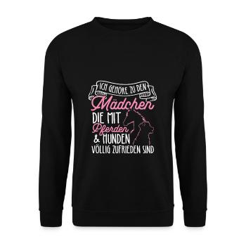 Pferde Hund Hundebesitzerin Reiterin Pferde Hundef - Unisex Pullover - Schwarz - Vorne - Alina (178cm) & Michal (187cm)