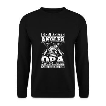 Angler Angel Fishing Holiday Fish Fishing Grandpa Angler - Unisex Sweatshirt - black - Front - Alina (178cm) & Michal (187cm)