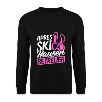 APRÉS SKI Hasen Betruer Ski Fahren Ski Party Apres - Unisex Pullover - Schwarz - Vorne - Alina (178cm) & Michal (187cm)