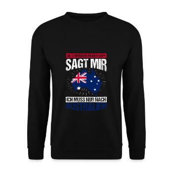 Die Stimme In Meinem Kopf Sagt Mir Muss Nach Austr - Unisex Pullover - Schwarz - Vorne - Alina (178cm) & Michal (187cm)