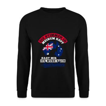 Die Stimme In Meinem Kopf Sagt Mir Muss Nach Austr - Unisex Pullover - Schwarz - Vorne - Alina (178cm) & Michal (187cm)