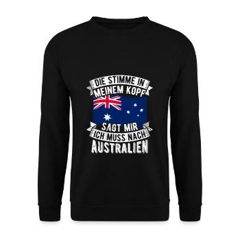 Die Stimme In Meinem Kopf Sagt Mir Muss Nach Austr - Unisex Pullover - Schwarz - Vorne - Alina (178cm) & Michal (187cm)