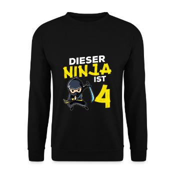 Dieser Ninja Ist 4 Geburtstag Geschenk Party Japan - Unisex Pullover - Schwarz - Vorne - Alina (178cm) & Michal (187cm)