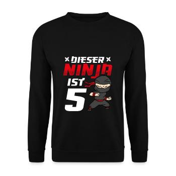 Cette Ninja’s 5 Birthday Ninja Belt Naissance - Sweat-shirt Unisexe - noir - Devant - Alina (178cm) & Michal (187cm)