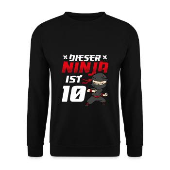 Dieser Ninja Ist 10 Geburtstag Ninja Gürtel Geburt - Unisex Pullover - Schwarz - Vorne - Alina (178cm) & Michal (187cm)