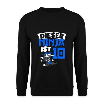 This Ninja's 10th Birthday Ninja Belt Ninja - Unisex Sweatshirt - black - Front - Alina (178cm) & Michal (187cm)