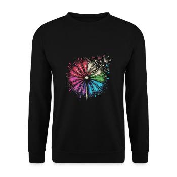 Regenbogen Blume in bunten Farben - Unisex Pullover - Schwarz - Vorne - Alina (178cm) & Michal (187cm)