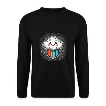 Nuage riant avec bande dessinée arc-en-ciel - Sweat-shirt Unisexe - noir - Devant - Alina (178cm) & Michal (187cm)