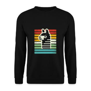 Retro Llama Alpaca in Rainbow Colors Comic Art - Unisex Sweatshirt - black - Front - Alina (178cm) & Michal (187cm)