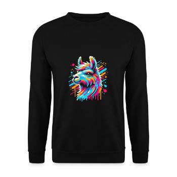 Rainbow Llama Alpaca in Bright Colors Comic Art - Unisex Sweatshirt - black - Front - Alina (178cm) & Michal (187cm)