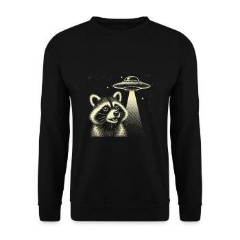 raton laveur mystique avec vaisseau spatial et étoiles - Sweat-shirt Unisexe - noir - Devant - Alina (178cm) & Michal (187cm)