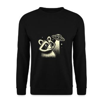 raton laveur mystique avec vaisseau spatial et étoiles - Sweat-shirt Unisexe - noir - Devant - Alina (178cm) & Michal (187cm)
