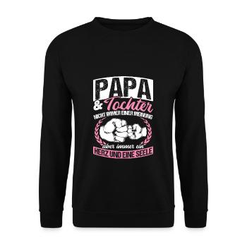 Papa et fille ne sont pas toujours d’accord cœur et fille - Sweat-shirt Unisexe - noir - Devant - Alina (178cm) & Michal (187cm)