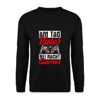 Jour Papa La Nuit Gamer Gaming Papa préféré - Sweat-shirt Unisexe - noir - Devant - Alina (178cm) & Michal (187cm)