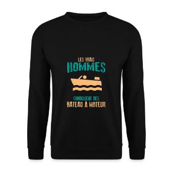 Motor Boat Jetski Captain Gift Boat - Unisex Sweatshirt - black - Front - Alina (178cm) & Michal (187cm)