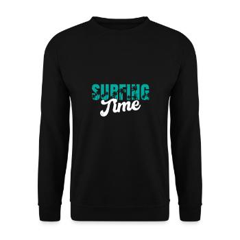 Surfing Time Surf Geschenk California Surfer - Unisex Pullover - Schwarz - Vorne - Alina (178cm) & Michal (187cm)