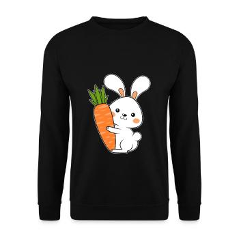 Hase Gemüse Karotte Ostern Geschenk Hase - Unisex Pullover - Schwarz - Vorne - Alina (178cm) & Michal (187cm)