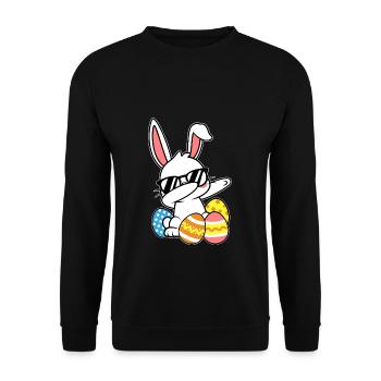 Dabbing Osterhase Ostern - Unisex Pullover - Schwarz - Vorne - Alina (178cm) & Michal (187cm)