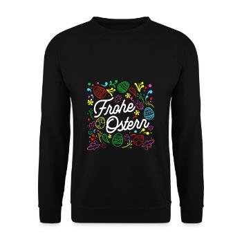 Happy Easter Gift Easter Saying Easter - Unisex Sweatshirt - black - Front - Alina (178cm) & Michal (187cm)