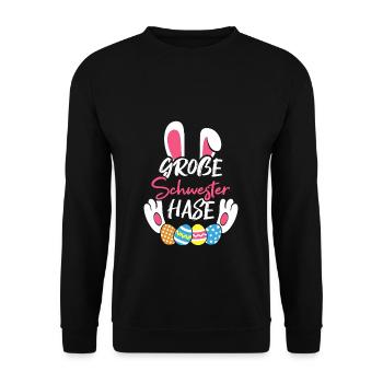 Big Sister Bunny Easter Bunny Family Outfit - Unisex Sweatshirt - black - Front - Alina (178cm) & Michal (187cm)