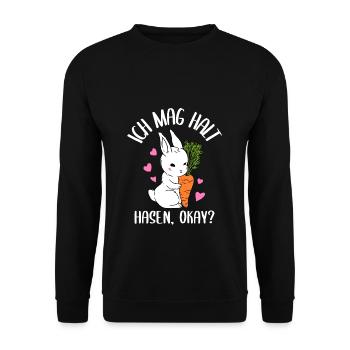 J’aime juste les lapins les lapins les lapins les enfants - Sweat-shirt Unisexe - noir - Devant - Alina (178cm) & Michal (187cm)