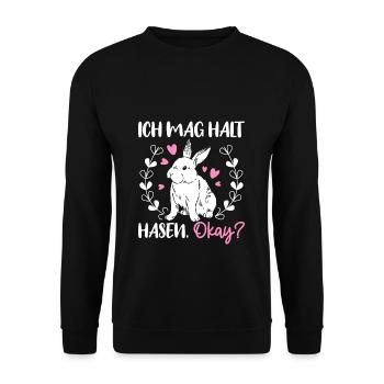 J’aime juste les lapins les lapins les lapins les enfants - Sweat-shirt Unisexe - noir - Devant - Alina (178cm) & Michal (187cm)