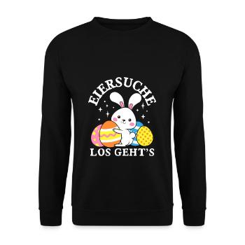 Eiersuche Los Geht’s Ostern Osterhase Ostereier - Unisex Pullover - Schwarz - Vorne - Alina (178cm) & Michal (187cm)