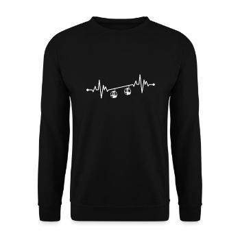 Skifahren Skilift Gondel Skifahrer Geschenk - Unisex Pullover - Schwarz - Vorne - Alina (178cm) & Michal (187cm)