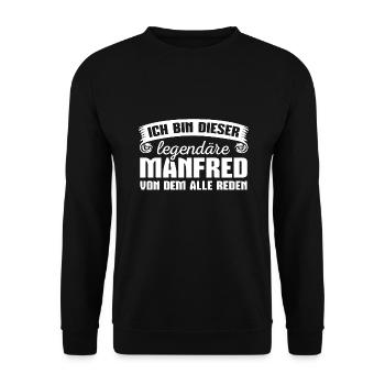 Manfred Vorname Geschenk - Unisex Pullover - Schwarz - Vorne - Alina (178cm) & Michal (187cm)