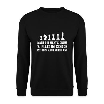 Schach 2. Platz Schachspieler Geschenkidee - Unisex Pullover - Schwarz - Vorne - Alina (178cm) & Michal (187cm)