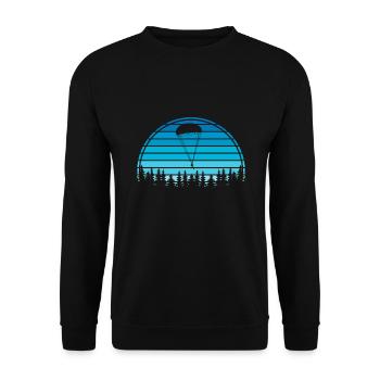 Fallschirmspringen Paraglider Luftsport Fallschirm - Unisex Pullover - Schwarz - Vorne - Alina (178cm) & Michal (187cm)