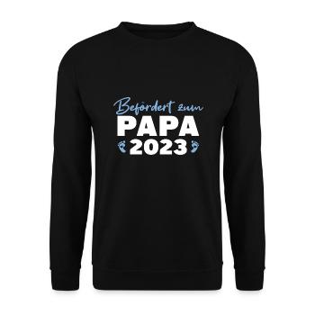 Schwangerschaft Geschenk Werdender Papa 2023 - Unisex Pullover - Schwarz - Vorne - Alina (178cm) & Michal (187cm)