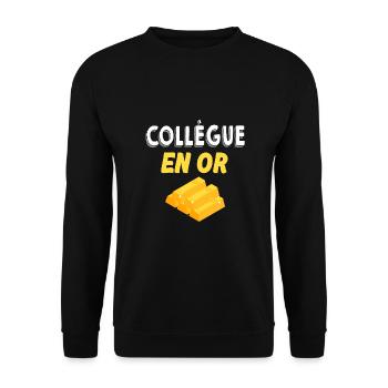 Collègue En Or Humour Femme Et Homme Collègue - Sweat-shirt Unisexe - noir - Devant - Alina (178cm) & Michal (187cm)