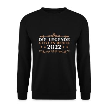 Renter 2022 Rentenalter Rente Geschenk Mann - Unisex Pullover - Schwarz - Vorne - Alina (178cm) & Michal (187cm)