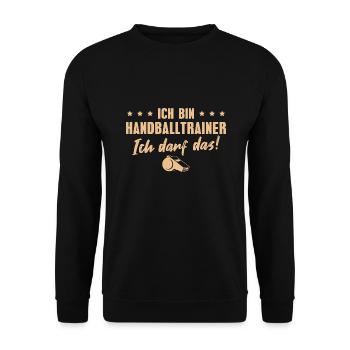 Handballtrainer Sportverein Handball Trainer - Unisex Pullover - Schwarz - Vorne - Alina (178cm) & Michal (187cm)