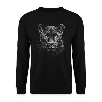 Panthère Portrait Faune Jungle - Sweat-shirt Unisexe - noir - Devant - Alina (178cm) & Michal (187cm)