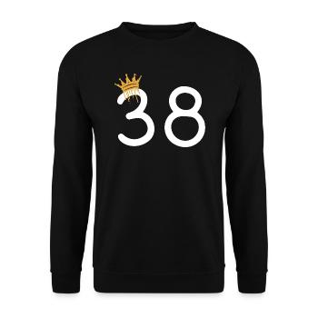 Elegant birthday number 38 with crown - Unisex Sweatshirt - black - Front - Alina (178cm) & Michal (187cm)