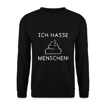 ich hasse menschen kackhaufen lustiger Spruch - Unisex Pullover - Schwarz - Vorne - Alina (178cm) & Michal (187cm)