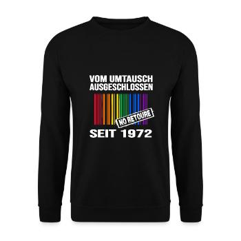1972 geburtstag lgbt regenbogen pride birthday - Unisex Pullover - Schwarz - Vorne - Alina (178cm) & Michal (187cm)